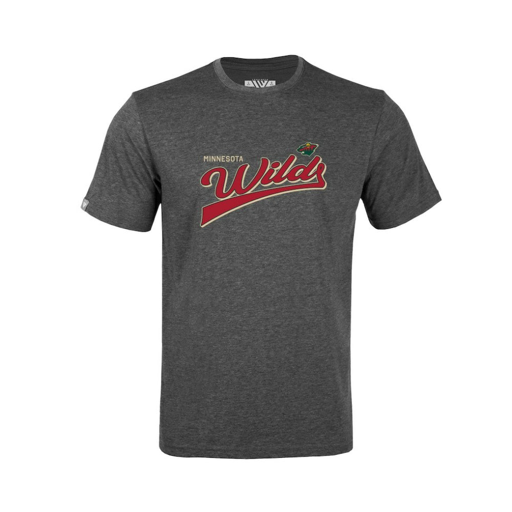 Minnesota Wild Levelwear Youth Little Richmond Retro Script T-Shirt - Charcoal | NHL Lifestyle