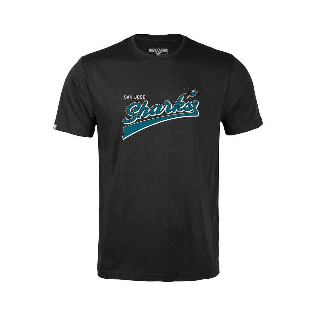 San Jose Sharks Levelwear Youth Little Richmond Retro Script T-Shirt - Black | NHL online