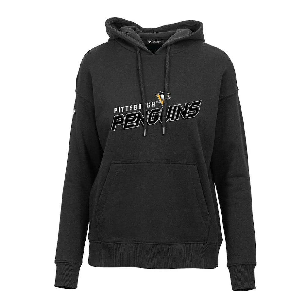 Pittsburgh Penguins Levelwear Women's Adorn Premier 2.0 Fleece Pullover Hoodie - Black | NHL Lifestyle
