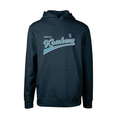 Seattle Kraken Levelwear Youth Podium Retro Script Fleece Pullover Hoodie - Deep Sea Blue | NHL discount