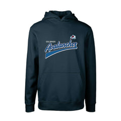 Colorado Avalanche Levelwear Youth Podium Retro Script Fleece Pullover Hoodie - Navy | NHL Clearance