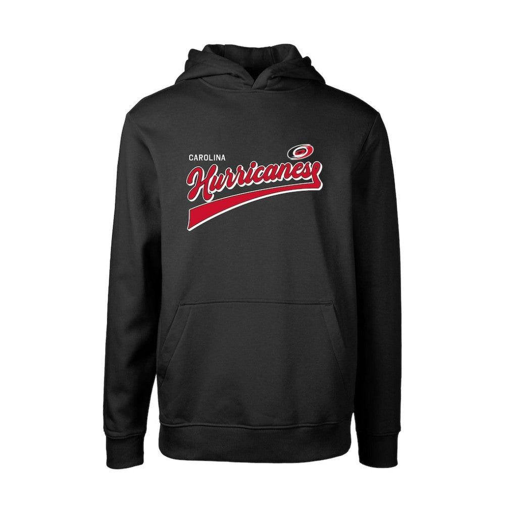 Carolina Hurricanes Levelwear Youth Podium Retro Script Fleece Pullover Hoodie - Black | NHL Clearance