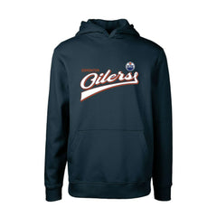 Edmonton Oilers Levelwear Youth Podium Retro Script Fleece Pullover Hoodie - Navy | NHL on sale