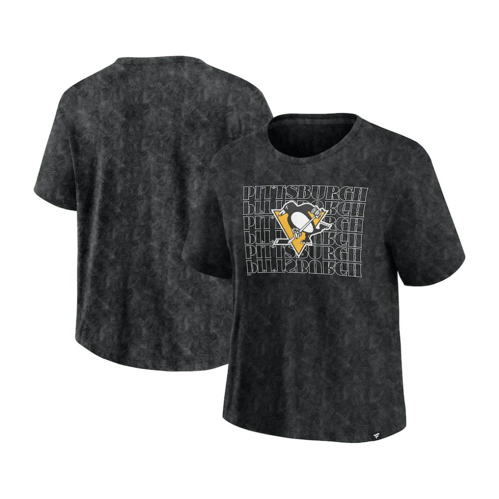 Pittsburgh Penguins Fanatics Women's Faded Wash T-Shirt - Black | Fanatics on sale