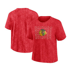 Chicago Blackhawks Fanatics Women's Faded Wash T-Shirt - Red | Fanatics online
