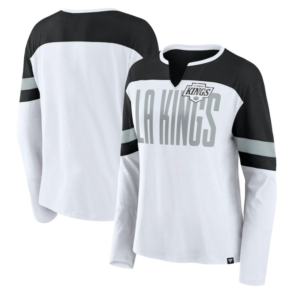 Los Angeles Kings Fanatics Women's Frozen Long Sleeve Notch Neck T-Shirt - White/Black | Fanatics online