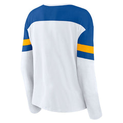St. Louis Blues Fanatics Women's Frozen Long Sleeve Notch Neck T-Shirt - White/Blue | Fanatics Clearance