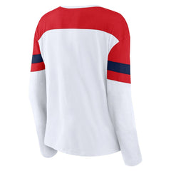 Washington Capitals Fanatics Women's Frozen Long Sleeve Notch Neck T-Shirt - White/Red | Fanatics online