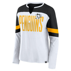 Pittsburgh Penguins Fanatics Women's Frozen Long Sleeve Notch Neck T-Shirt - White/Black | Fanatics online