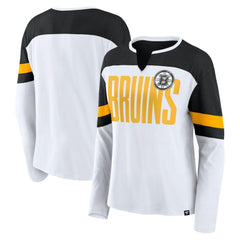 Boston Bruins Fanatics Women's Frozen Long Sleeve Notch Neck T-Shirt - White/Black | Fanatics on sale