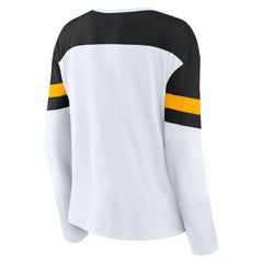 Boston Bruins Fanatics Women's Frozen Long Sleeve Notch Neck T-Shirt - White/Black | Fanatics on sale