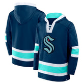 Seattle Kraken Fanatics Inside Line Fleece Pullover Hoodie- Deep Sea Blue | Fanatics Clearance