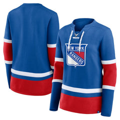 New York Rangers Fanatics Women's Prime Time Lace-Up Long Sleeve T-Shirt - Blue | Fanatics sale