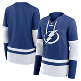 Tampa Bay Lightning Fanatics Women's Prime Time Lace-Up Long Sleeve T-Shirt - Blue | Fanatics discount