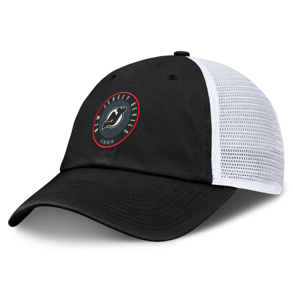 New Jersey Devils Fanatics Averie Trucker Adjustable Hat - Black/White | Fanatics sale