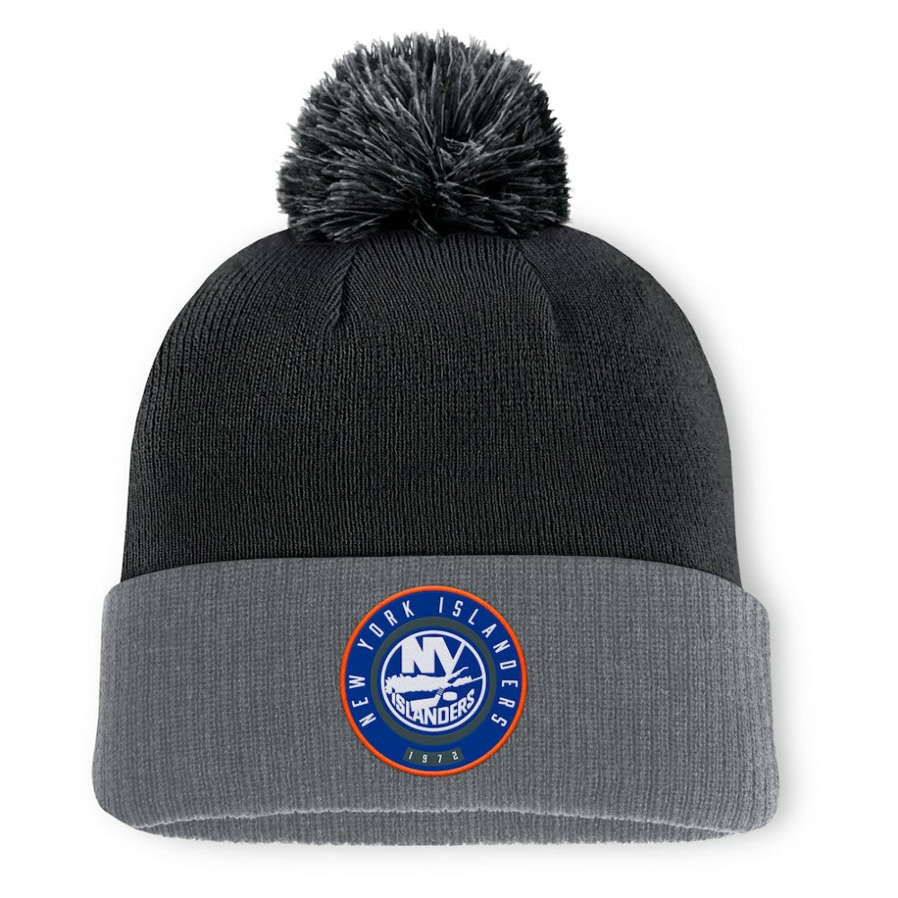 New York Islanders Fanatics Aspyn Cuffed Knit Hat with Pom - Black | Fanatics Clearance