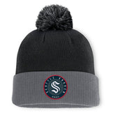 Seattle Kraken Fanatics Aspyn Cuffed Knit Hat with Pom - Black | Fanatics Clearance