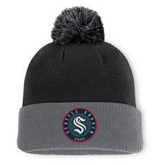 Seattle Kraken Fanatics Aspyn Cuffed Knit Hat with Pom - Black | Fanatics Clearance