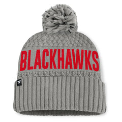 Chicago Blackhawks Fanatics Women's Heritage Tilly Cuffed Knit Hat with Pom - Gray | Fanatics sale