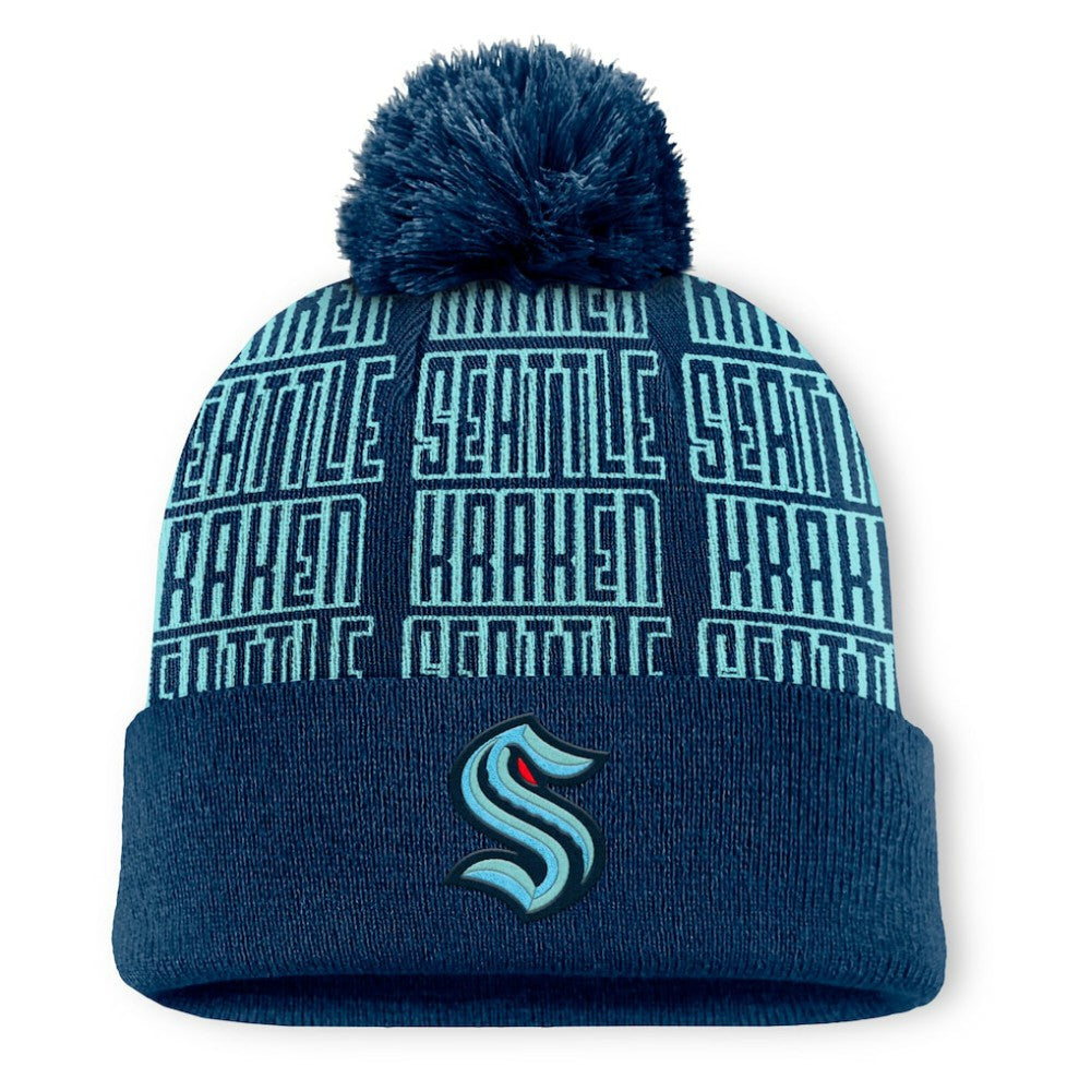 Seattle Kraken Fanatics Fundamental Empty Net Cuffed Knit Hat with Pom - Deep Sea Blue | Fanatics sale