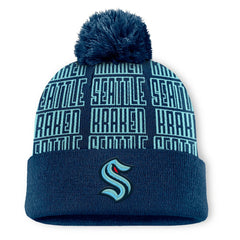 Seattle Kraken Fanatics Fundamental Empty Net Cuffed Knit Hat with Pom - Deep Sea Blue | Fanatics sale
