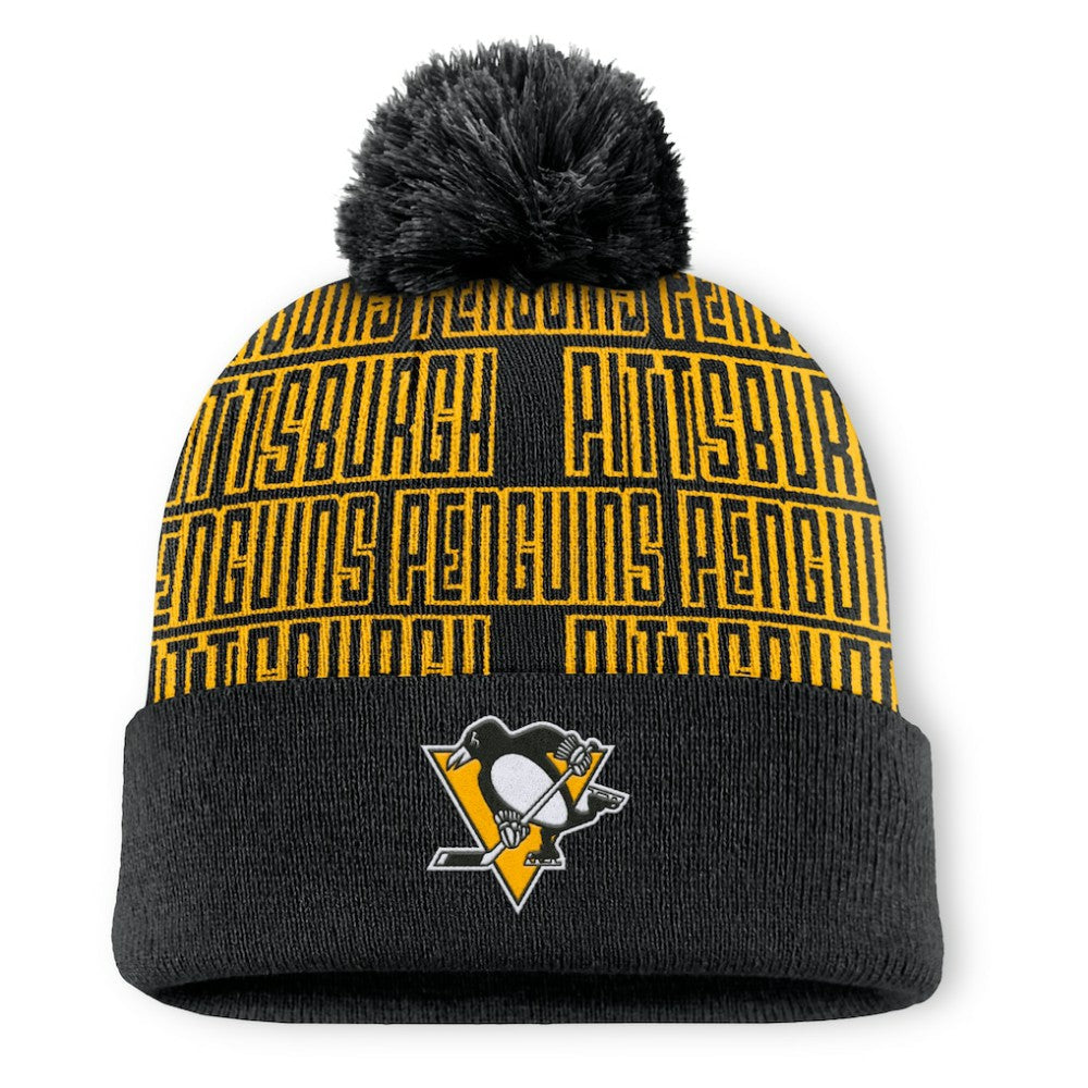 Pittsburgh Penguins Fanatics Fundamental Empty Net Cuffed Knit Hat with Pom - Black | Fanatics near me