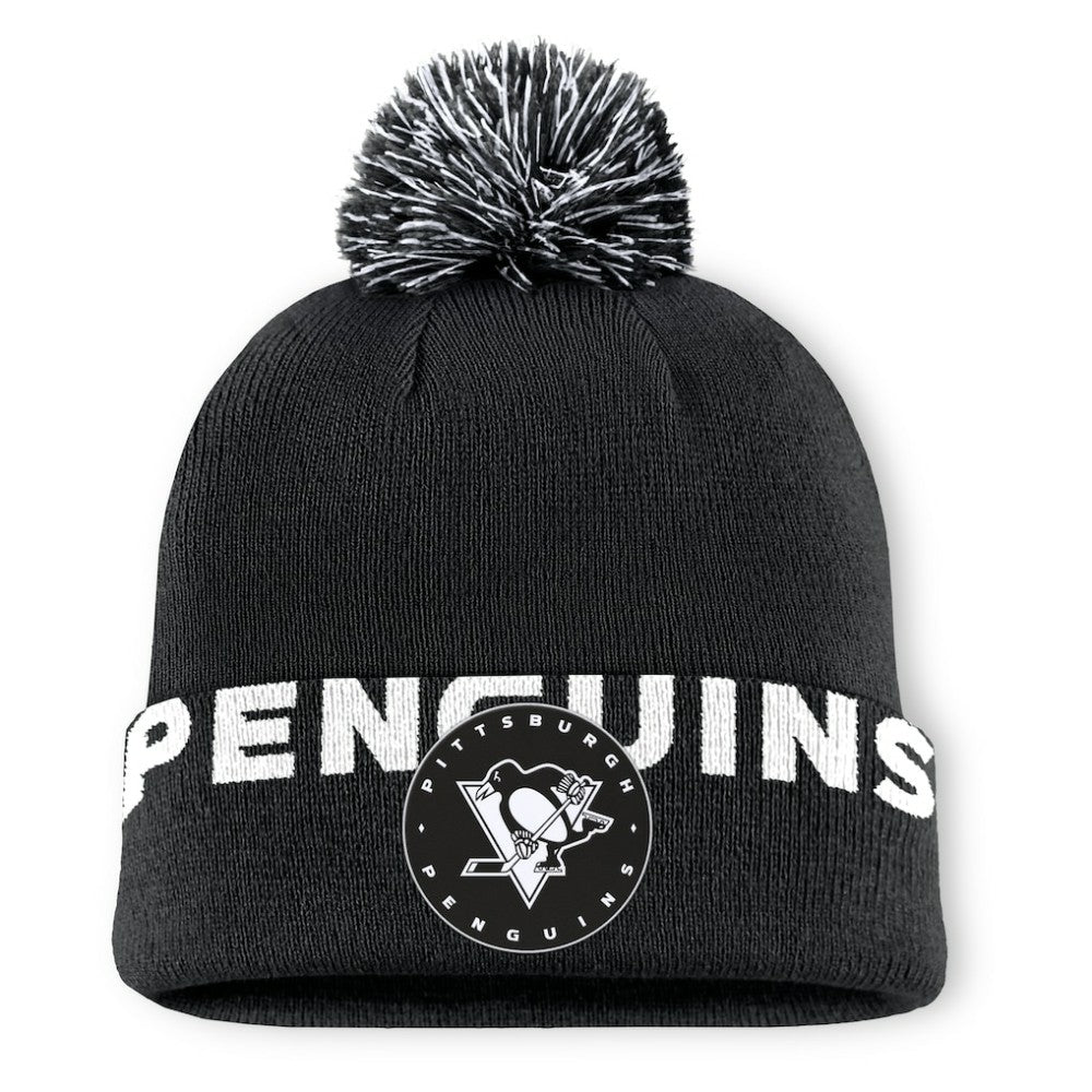 Pittsburgh Penguins Fanatics Fundamental High Stick Cuffed Knit Hat with Pom - Black | Fanatics discount