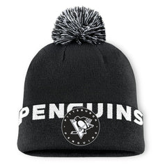 Pittsburgh Penguins Fanatics Fundamental High Stick Cuffed Knit Hat with Pom - Black | Fanatics discount