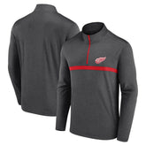 Detroit Red Wings Logo Athletic Head-to-Head Raglan Quarter-Zip Top - Heather Charcoal | NHL Clearance