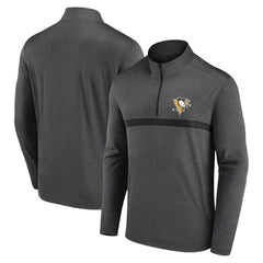 Pittsburgh Penguins Logo Athletic Head-to-Head Raglan Quarter-Zip Top - Heather Charcoal | NHL on sale