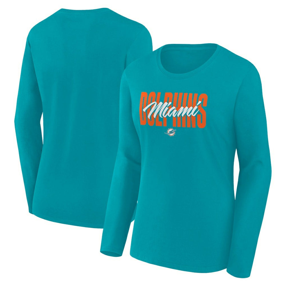 Miami Dolphins Logo Athletic Women's Grip Long Sleeve T-Shirt - Aqua - NFL