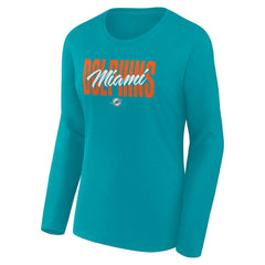 Miami Dolphins Logo Athletic Women's Grip Long Sleeve T-Shirt - Aqua - NFL