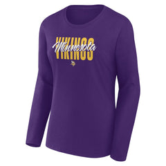Minnesota Vikings Logo Athletic Women's Grip Long Sleeve T-Shirt - Purple - NFL