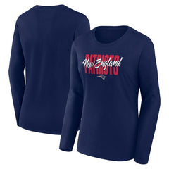 New England Patriots Logo Athletic Women's Grip Long Sleeve T-Shirt - Navy - NFL