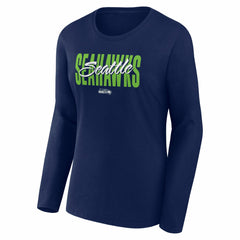 Seattle Seahawks Logo Athletic Women's Grip Long Sleeve T-Shirt - College Navy - NFL