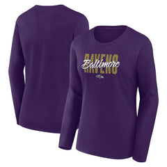 Baltimore Ravens Logo Athletic Women's Grip Long Sleeve T-Shirt - Purple - NFL