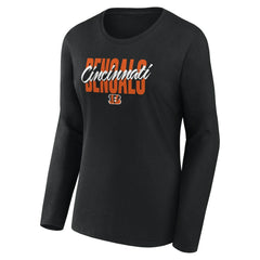 Cincinnati Bengals Logo Athletic Women's Grip Long Sleeve T-Shirt - Black - NFL