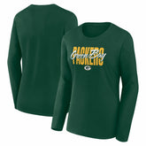 Green Bay Packers Logo Athletic Women's Grip Long Sleeve T-Shirt - Green - NFL