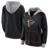 Atlanta Falcons Logo Athletic Women's Boom Fleece Pullover V-Neck Hoodie - Black - NFL