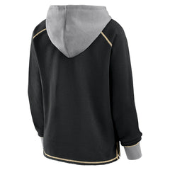 New Orleans Saints Logo Athletic Women's Boom Fleece Pullover V-Neck Hoodie - Black - NFL