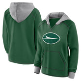 New York Jets Logo Athletic Women's Boom Fleece Pullover V-Neck Hoodie - Green - NFL