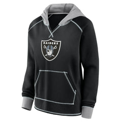 Las Vegas Raiders Logo Athletic Women's Boom Fleece Pullover V-Neck Hoodie - Black - NFL