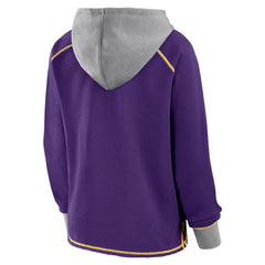 Minnesota Vikings Logo Athletic Women's Boom Fleece Pullover V-Neck Hoodie - Purple - NFL