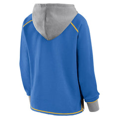 Los Angeles Chargers Logo Athletic Women's Boom Fleece Pullover V-Neck Hoodie - Powder Blue - NFL