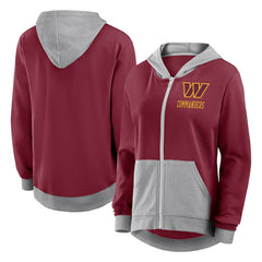 Washington Commanders Logo Athletic Women's Hit It French Terry Full-Zip Hoodie - Burgundy - NFL