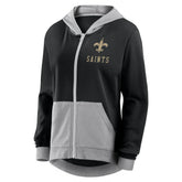New Orleans Saints Logo Athletic Women's Hit It French Terry Full-Zip Hoodie - Black - NFL