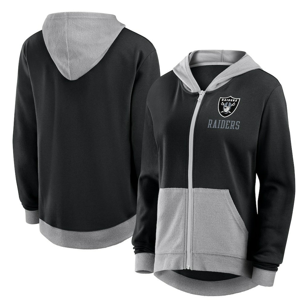 Las Vegas Raiders Logo Athletic Women's Hit It French Terry Full-Zip Hoodie - Black - NFL
