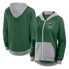 New York Jets Logo Athletic Women's Hit It French Terry Full-Zip Hoodie - Green - NFL