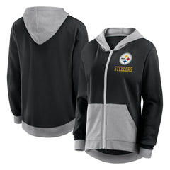 Pittsburgh Steelers Logo Athletic Women's Hit It French Terry Full-Zip Hoodie - Black - NFL