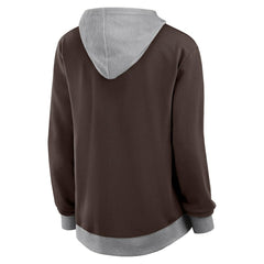 Cleveland Browns Logo Athletic Women's Hit It French Terry Full-Zip Hoodie - Brown - NFL